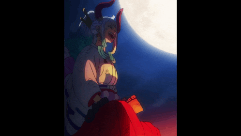 a drawing of a woman with horns and a full moon in the background