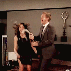 Cobie Smulders Celebrating GIF - Cobie Smulders Celebrating Neil Patrick Harris GIFs