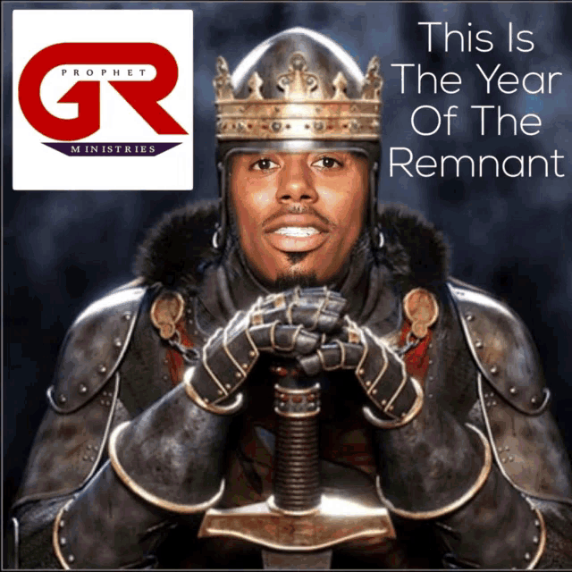 a poster for prophet ministries shows a man in armor