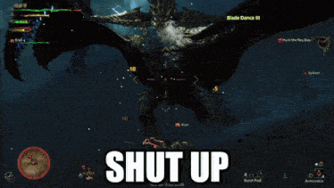 a screenshot of a video game with the words shut up on the bottom