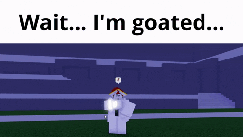 a cartoon character with a light bulb coming out of his head and the words wait i 'm goated