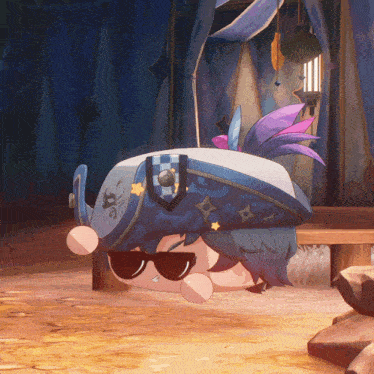 a cartoon character wearing sunglasses and a hat that says ' ninja ' on it
