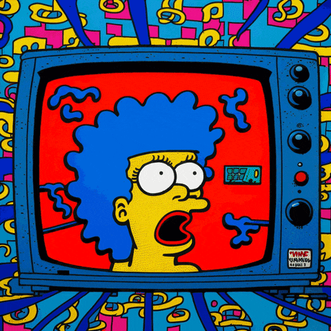 a cartoon drawing of marge simpson on a colorful television screen