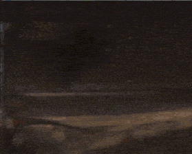 a painting of a person 's face with the letter e visible in the middle
