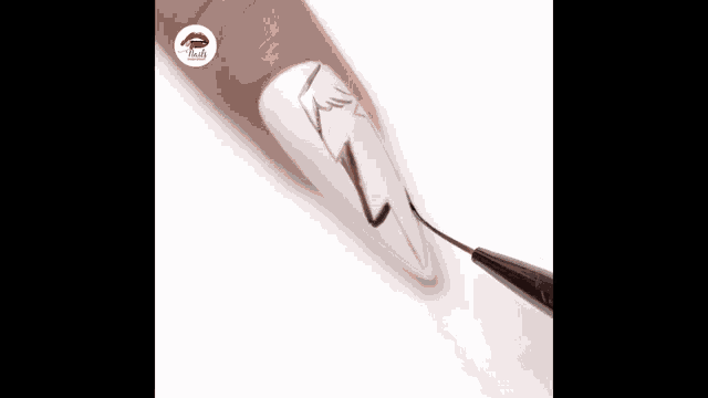 a person is applying black nail polish to their nails .