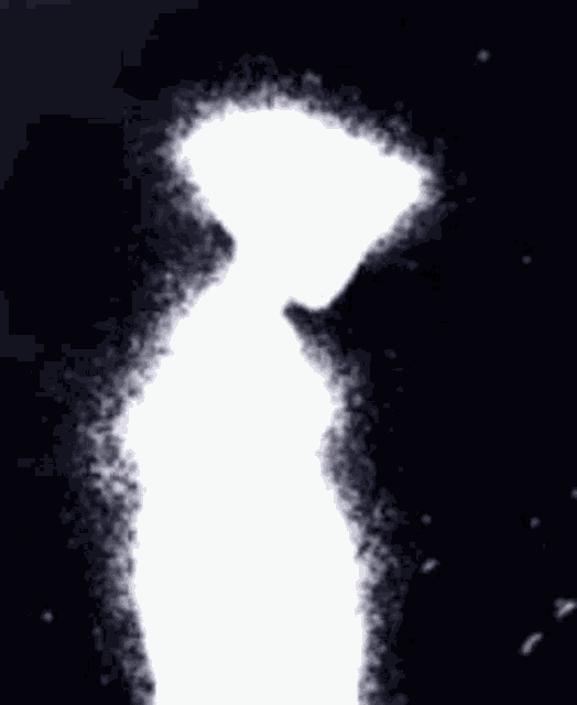 a silhouette of a person standing in the dark with a white light coming out of their head .