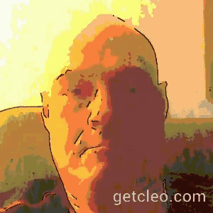 a drawing of a man with the website getcleo.com in the corner