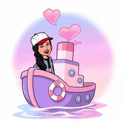 a cartoon of a woman in a boat with hearts coming out of the top