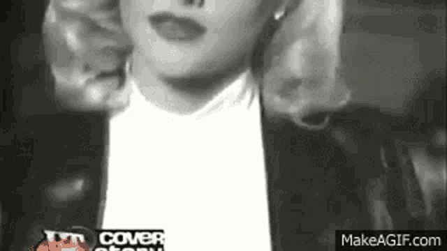 a black and white photo of a woman with the words " cover story " on the bottom right