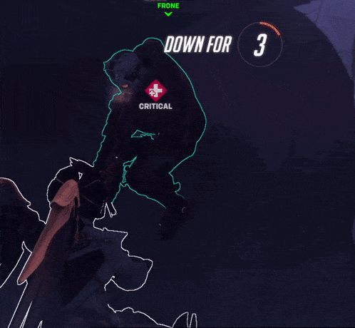 a screenshot of a video game that says down for 1 on the bottom