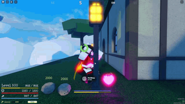 a screenshot of a video game showing a character with a level 500
