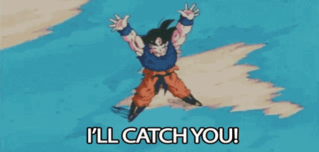a cartoon of goku and piccolo fighting each other in the water
