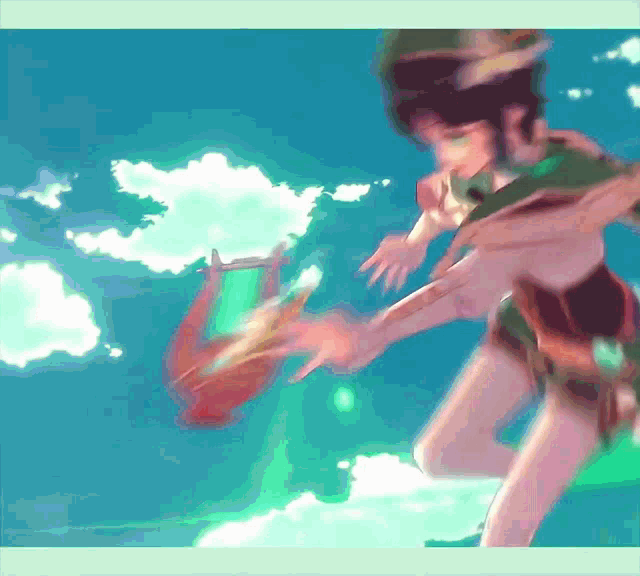 a painting of a person holding a lyre in the sky