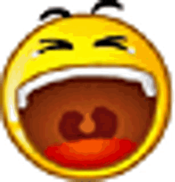 a yellow smiley face with its mouth open and tears coming out of it 's eyes .