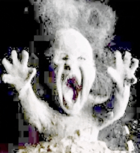 a black and white image of a ghost with a screaming face