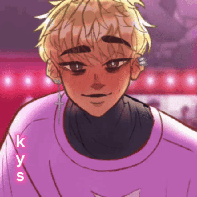 a drawing of a boy with the letters kys on the bottom right