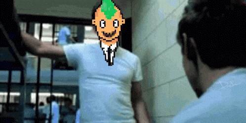 a pixel art of a man with a mohawk
