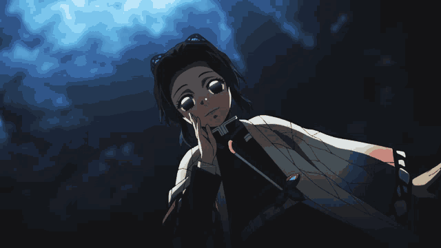 a girl in a butterfly costume is looking up at something