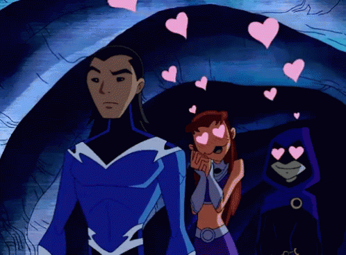 Teen Titans Love Triangle GIF - Teen Titans Love Triangle Heart Eyes GIFs