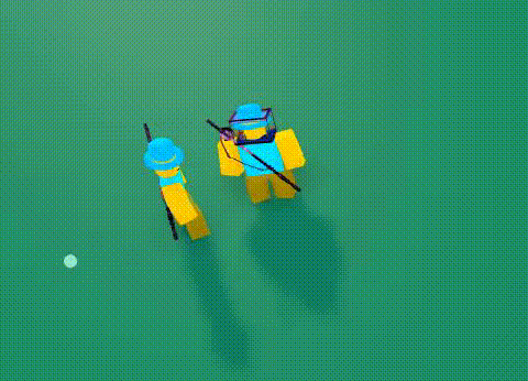 two roblox characters are standing next to each other on a green background .