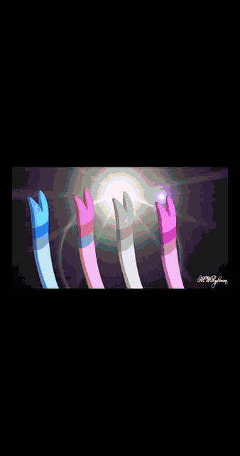 a picture of a pink and white pokemon with the name sylveon on the bottom right