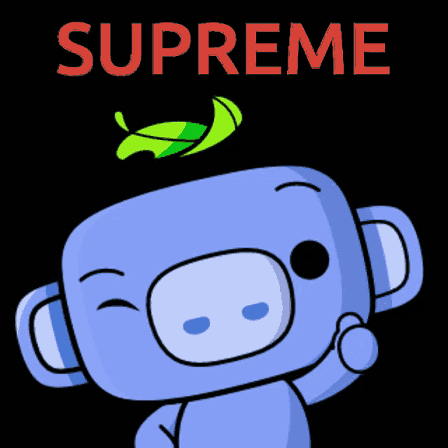 the word supreme is on a black background with a cartoon