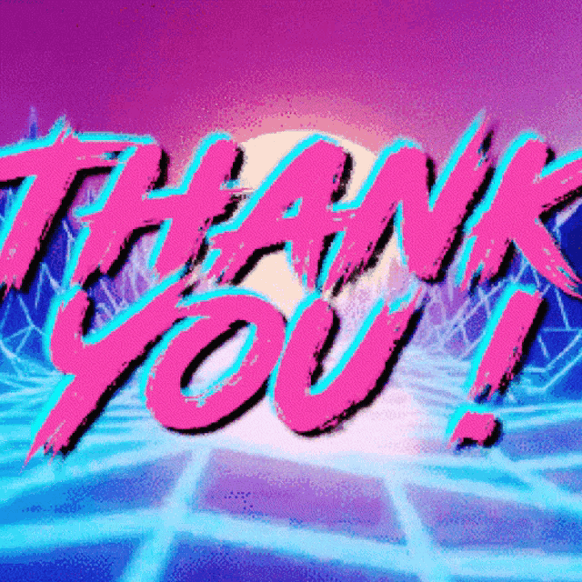 a neon sign that says " thank you " on a purple background