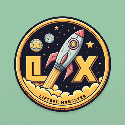 a coin with a rocket and the word liftoff monster on it