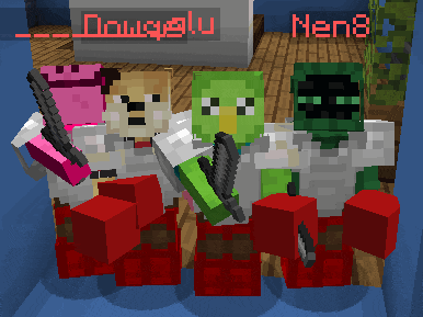 a group of minecraft characters are standing next to each other and one of them has the name mena written on it