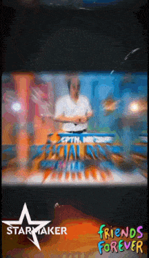 a star maker advertisement with a man in the background