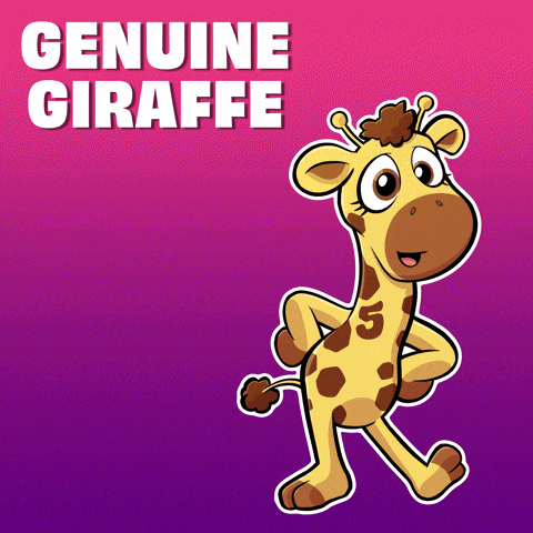 a picture of a giraffe with the words " genuine giraffe " above it