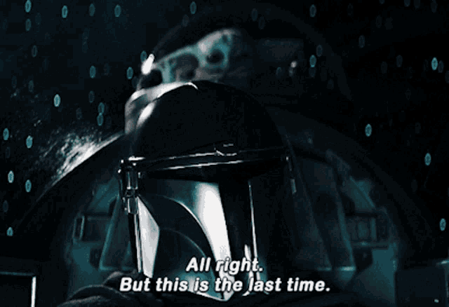 a man in a helmet is saying all right but this is the last time
