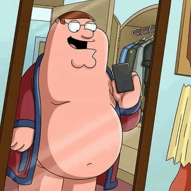a cartoon character is taking a selfie in front of a mirror .