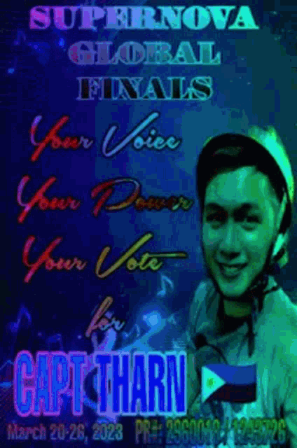 a poster that says supernova global finals your voice your power your vote for captiharn