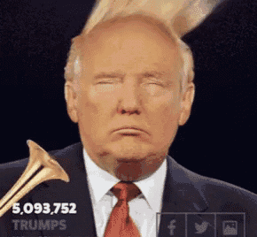 donald trump is holding a trumpet in his hand