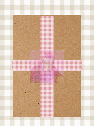 a picture of a woman in a pink hijab is surrounded by pink and white checkered ribbons