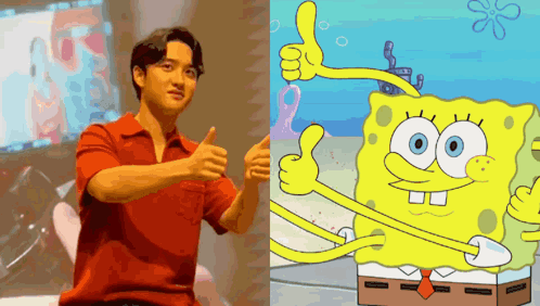 Kyungsoo Spongebob GIF - Kyungsoo Spongebob Thunbs Up GIFs