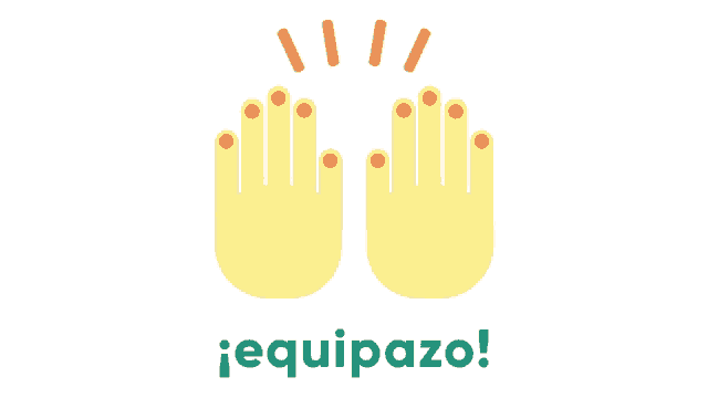 a cartoon illustration of a pair of hands with the word equipo below them