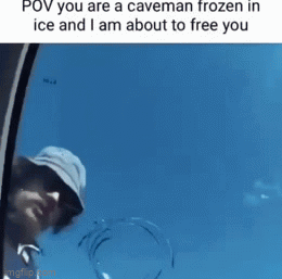 Breaking Glass Caveman GIF - Breaking Glass Caveman Frozen Caveman GIFs