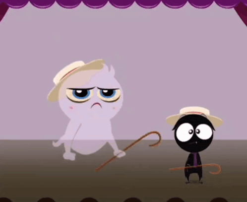 a cartoon bat wearing a hat and scarf holds a cane