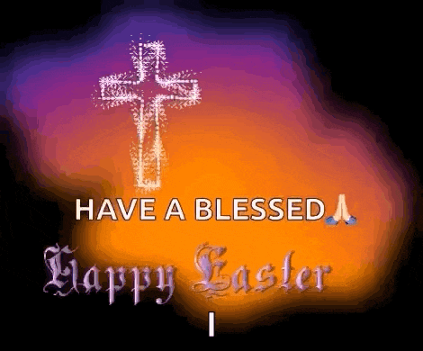 a cross with the words have a blessed happy easter written below it