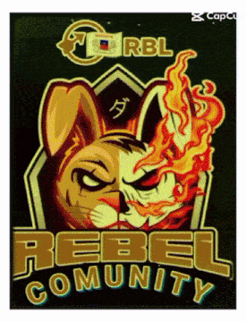 a rebel community logo with a rabbit and a cat