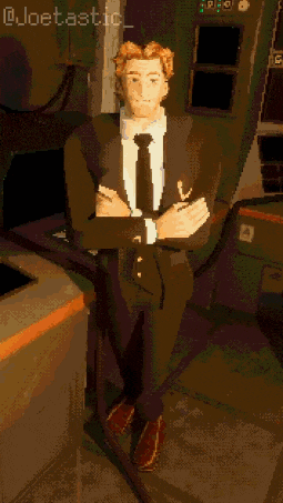 a pixel art of a man in a suit and tie with the name @joetastic on the bottom right