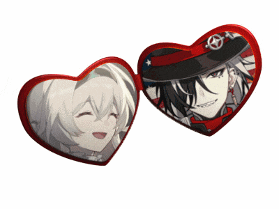 a couple of hearts with a girl and a man in them