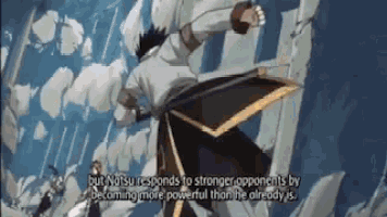 a cartoon of a man with the words but natsu responds to stronger opponents