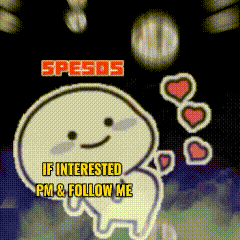 a cartoon character with hearts and the words if interested pm & follow me