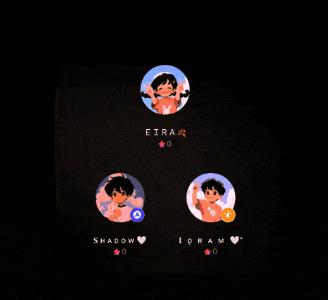 a screenshot of a video game shows three characters named eira shadow and ioram