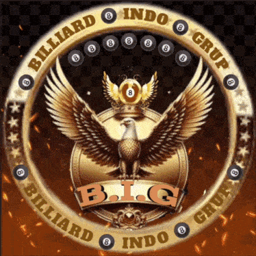 a logo for billiard indo grup with an eagle on top