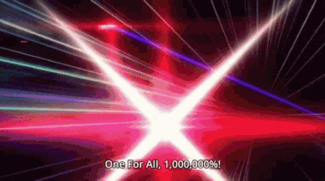 a glowing red x with the words one for all 1,000,000 % written on it