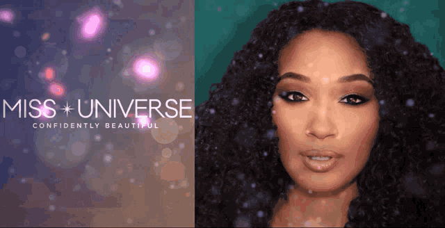 a woman is featured on a miss universe ad